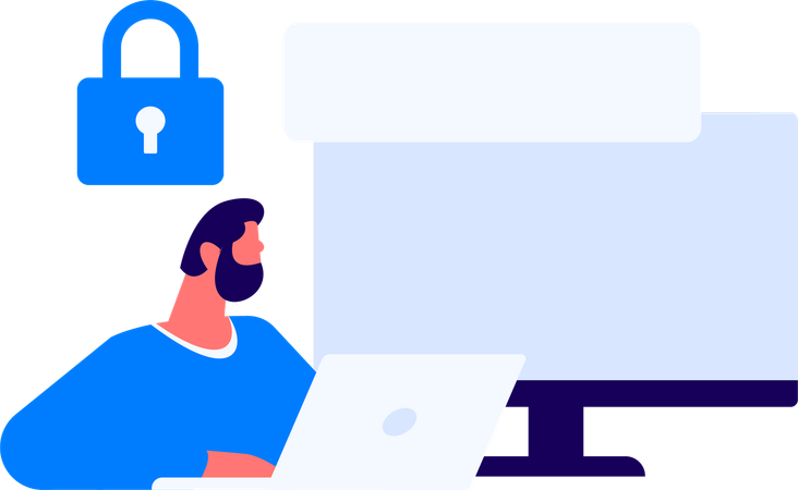 Man doing computer security  Illustration