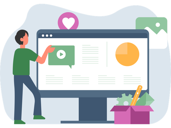 Man doing Content Marketing  Illustration