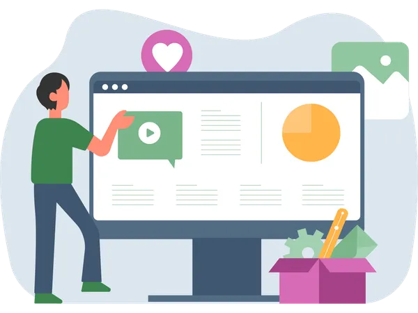 Man doing Content Marketing  Illustration