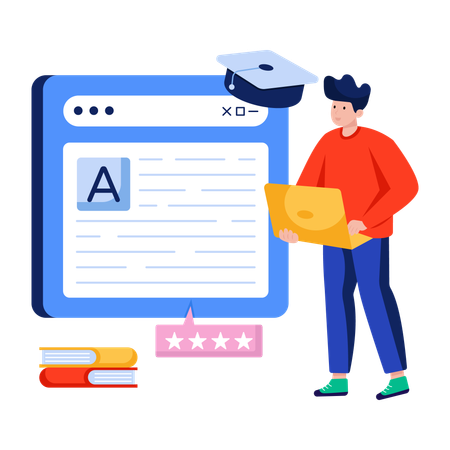 Man doing content writing  Illustration