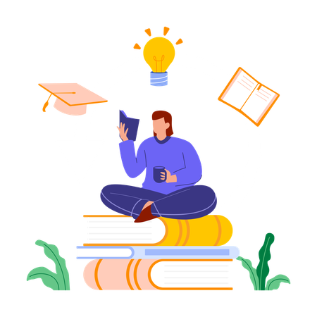 Man doing Continuous Learning  Illustration