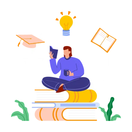 Man doing Continuous Learning  Illustration