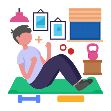 Man doing Core Workout  Illustration