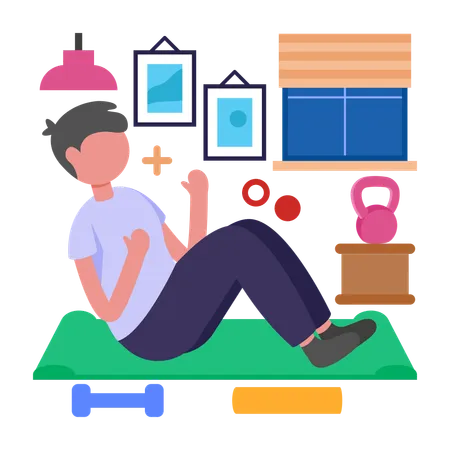 Man doing Core Workout  Illustration
