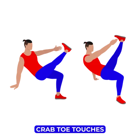 Man Doing Crab Toe Touches Exercise  일러스트레이션