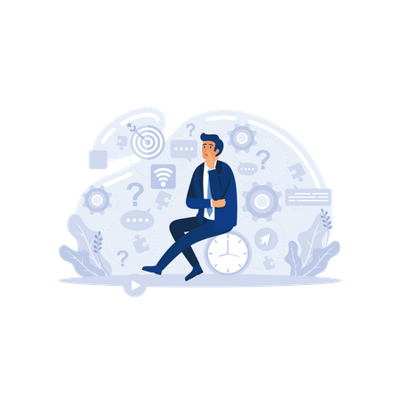Man doing creative thinking about business Illustration