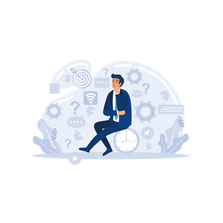Man doing creative thinking about business Illustration