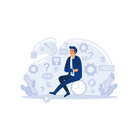 Man doing creative thinking about business  Illustration