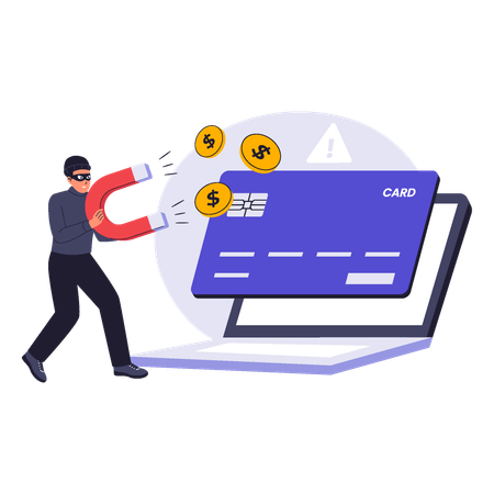 Man doing Credit Card Fraud  Illustration
