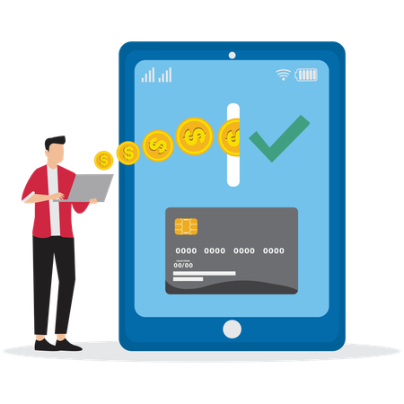 Man doing Credit Card Payment Gateway  Illustration