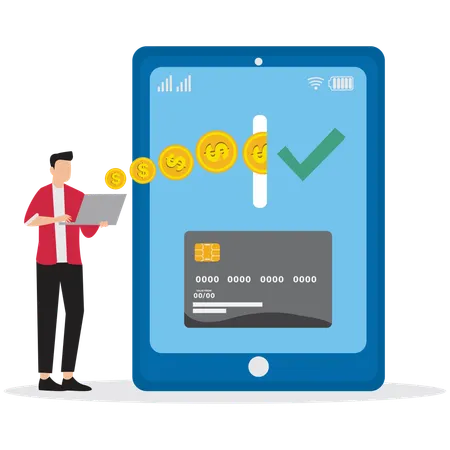Man doing Credit Card Payment Gateway  Illustration