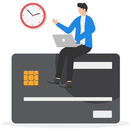 Man doing credit card payment on time  Illustration