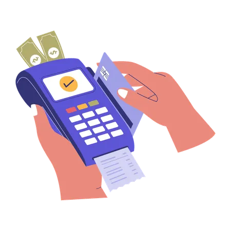 Man doing Credit Card Payment Swipe  Illustration