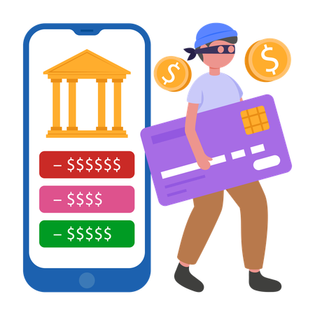 Man doing Credit Card Scam  Illustration