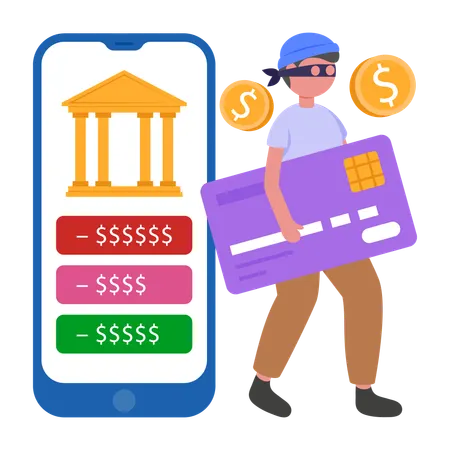 Man doing Credit Card Scam  Illustration