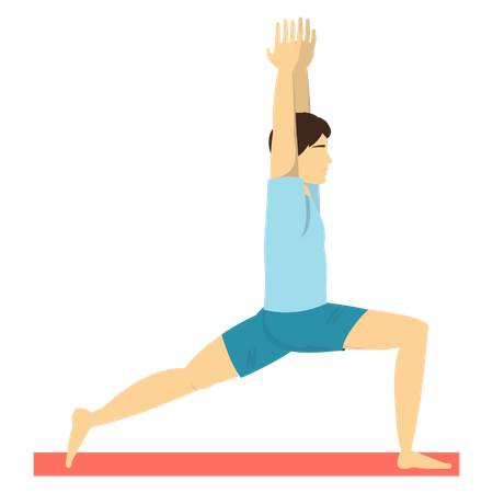 Man doing Crescent lunge yoga pose  Illustration