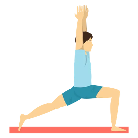 Man doing Crescent lunge yoga pose  Illustration