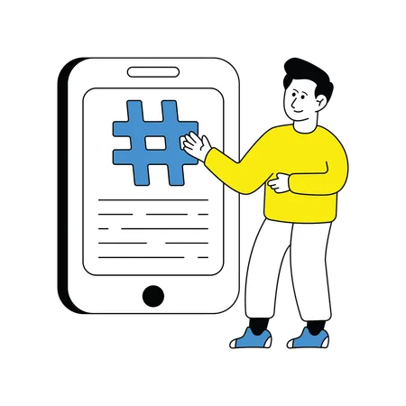 Man doing Cross Posting on social media  Illustration