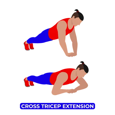 Man Doing Cross Triceps Extension Exercise  イラスト