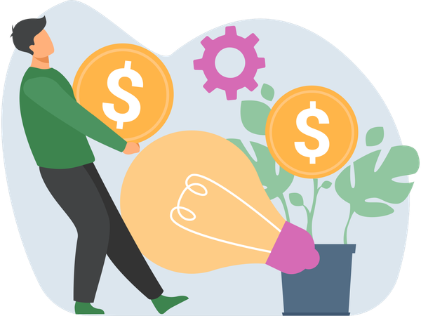Man doing Crowdfunding  Illustration
