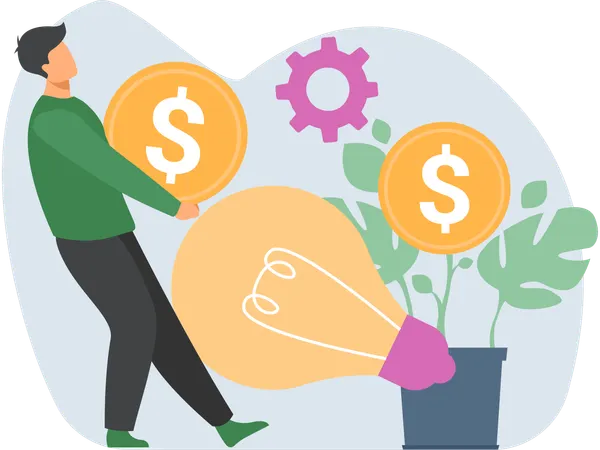 Man doing Crowdfunding  Illustration