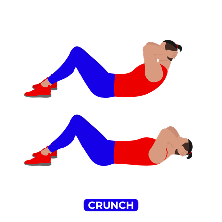 Man Doing Crunch Exercise  Illustration