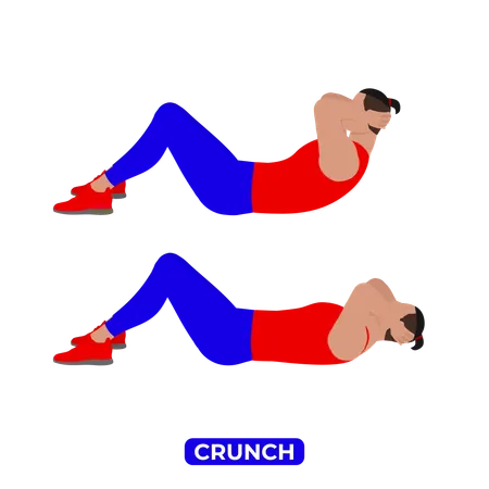 Man Doing Crunch Exercise  Illustration