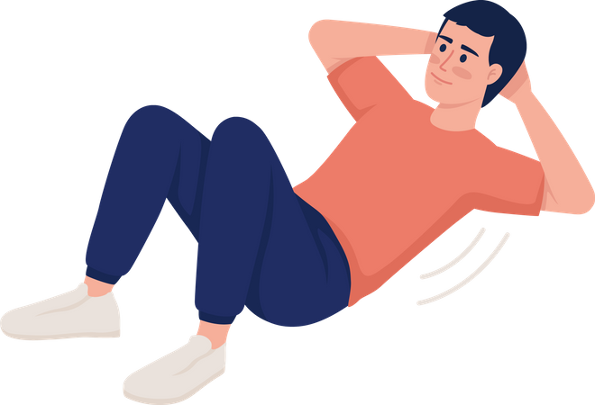 Man doing crunches exercise Illustration