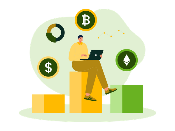 Man doing crypto analysis  Illustration