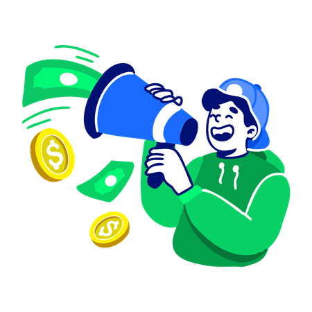 Man Doing Crypto Marketing  Illustration