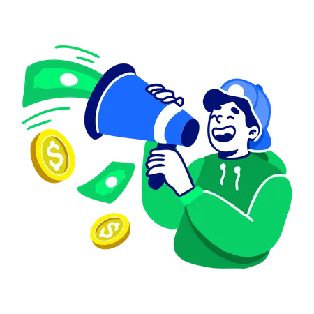 Man Doing Crypto Marketing  Illustration