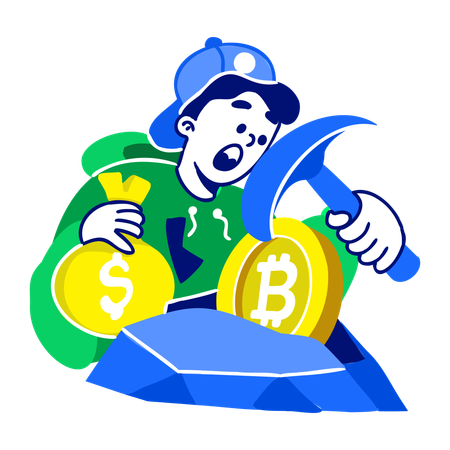 Man doing crypto mining  Illustration