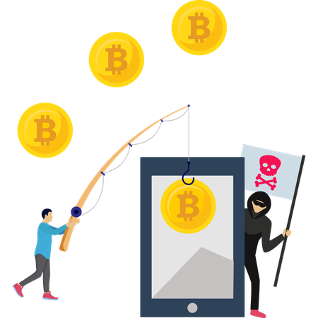 Man doing crypto scam  Illustration