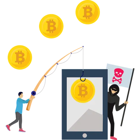 Man doing crypto scam  Illustration