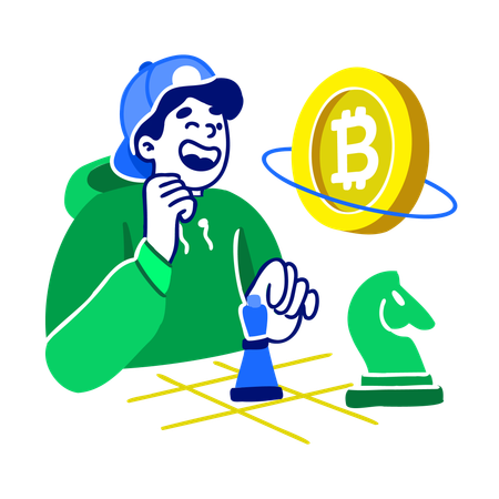 Man Doing Crypto Strategy  Illustration