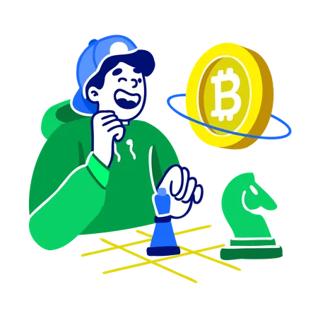 Man Doing Crypto Strategy  Illustration