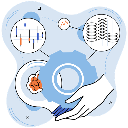 Man doing cryptocurrency analysis  Illustration