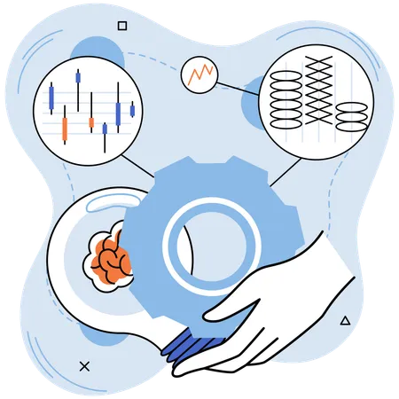 Man doing cryptocurrency analysis  Illustration