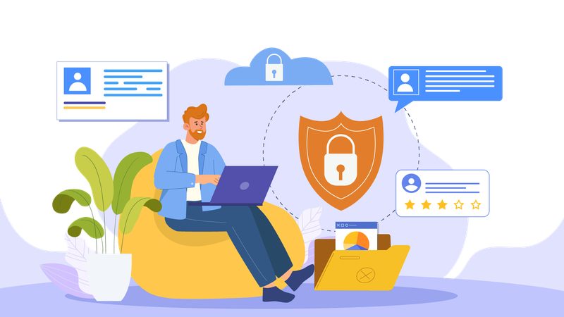 Man doing cybersecurity  Illustration