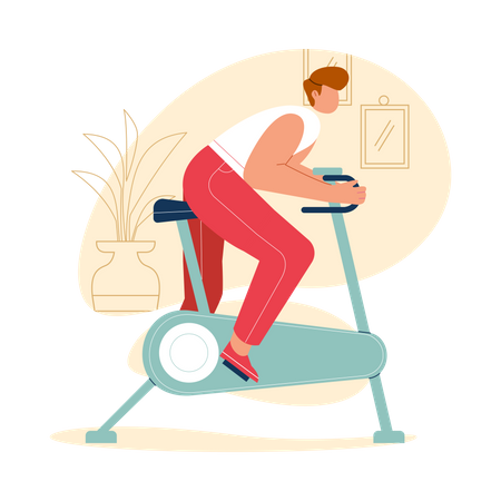 Man doing cycling in the gym Illustration
