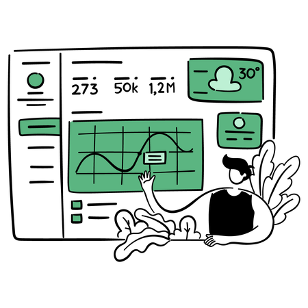 Man doing dashboard analytics  Illustration