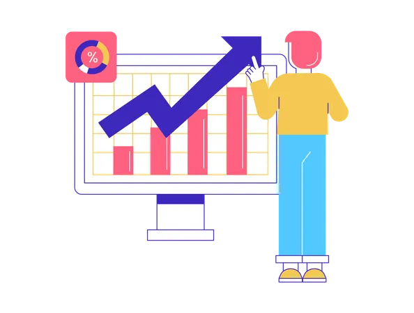 Man doing data analysis  Illustration