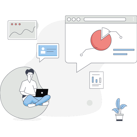 Man doing data analysis  Illustration