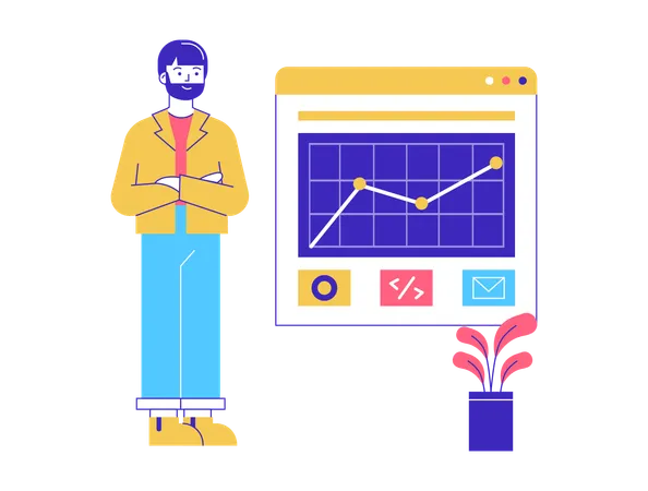 Man doing data analysis  Illustration