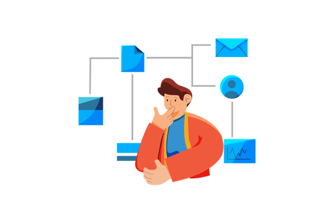 Man doing data analysis  Illustration