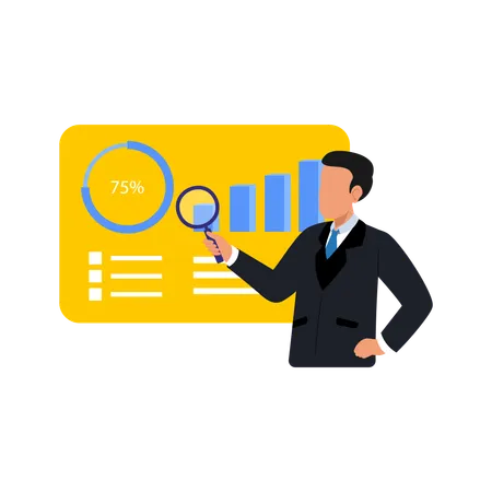 Man doing data analysis  Illustration