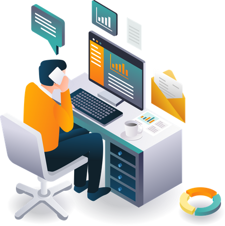 Man doing data analysis  Illustration