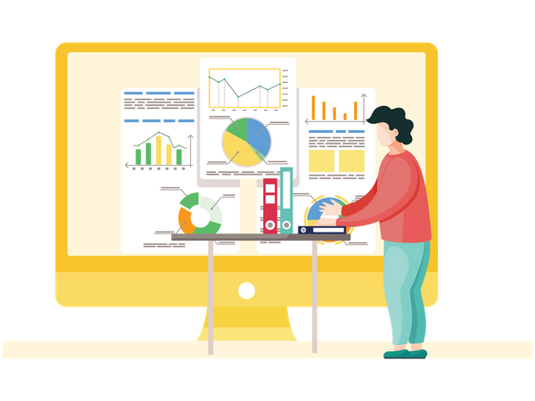 Man doing data analysis  Illustration