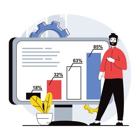 Man doing data analysis  Illustration