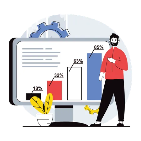 Man doing data analysis  Illustration